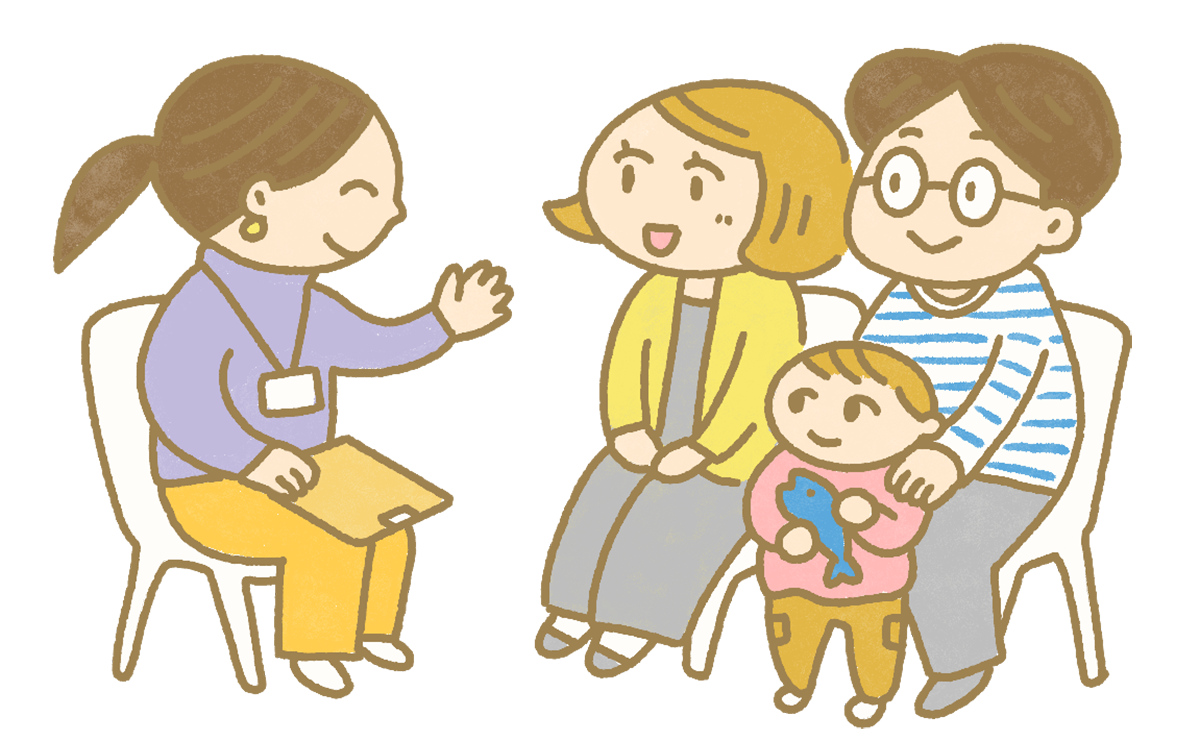 スタッフと保護者が相談している様子